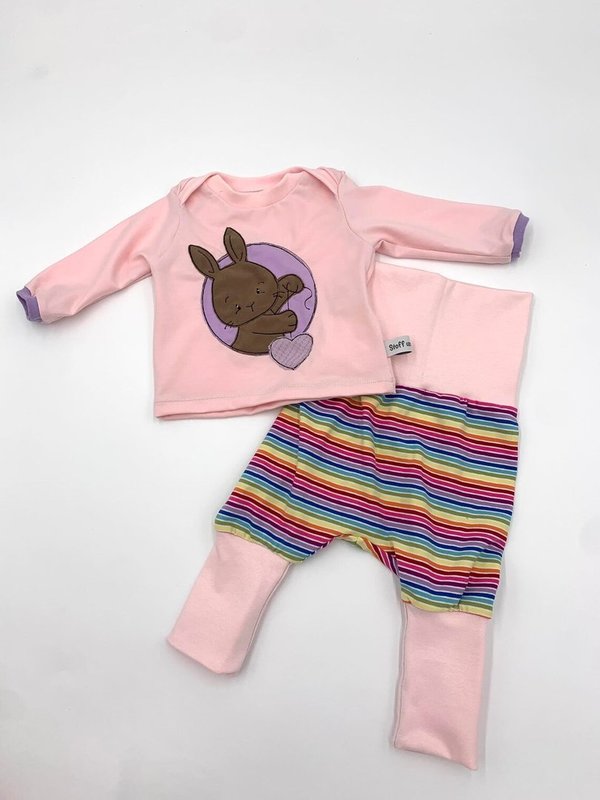 Newborn Set "Kleiner Hase" rosa, Regenbogen