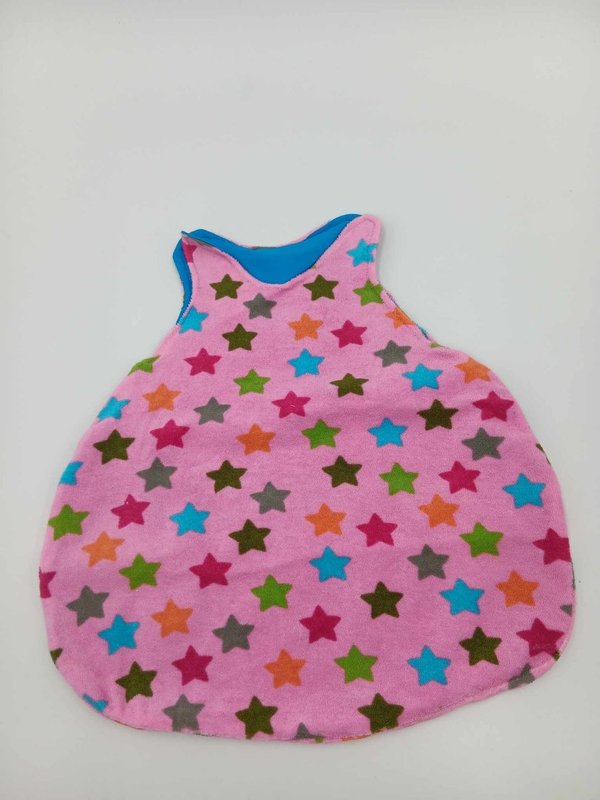 Puppenschlafsack, Puppen 43 cm, Frottee Sterne pink